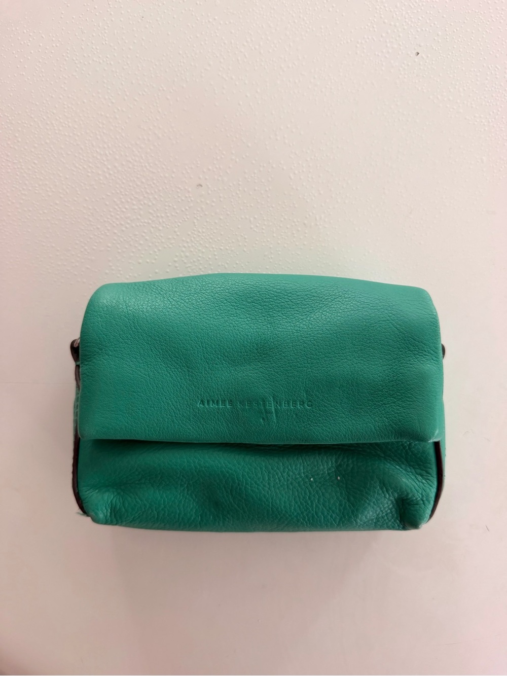 Aimee Kestenberg Teal Green Pebbled Leather Crossbody Bag